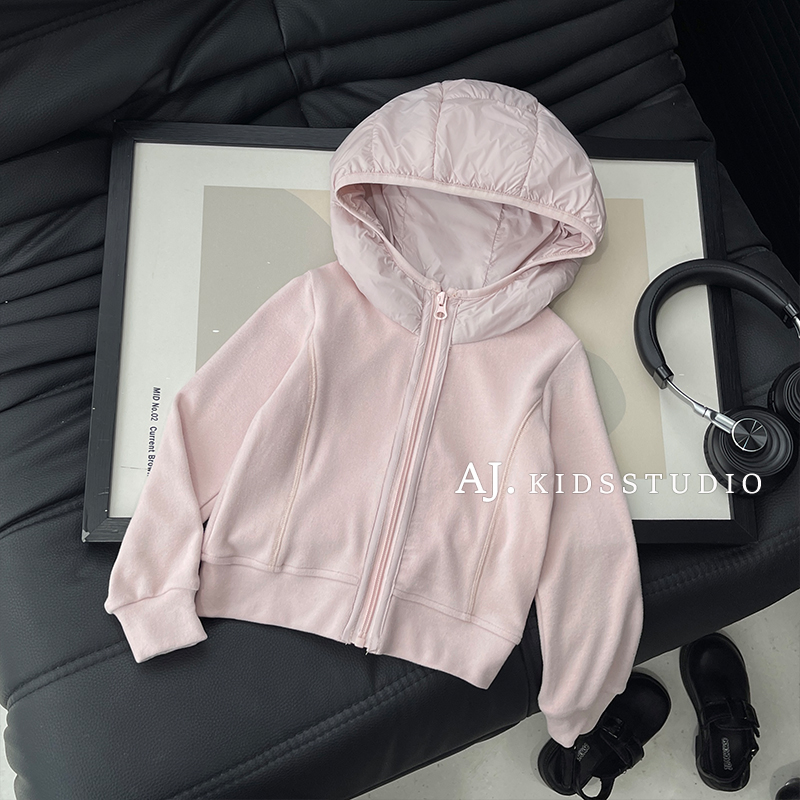 【现货】阿卷秋冬男女童拼接设计连帽百搭卫衣休闲保暖外套MPG6965