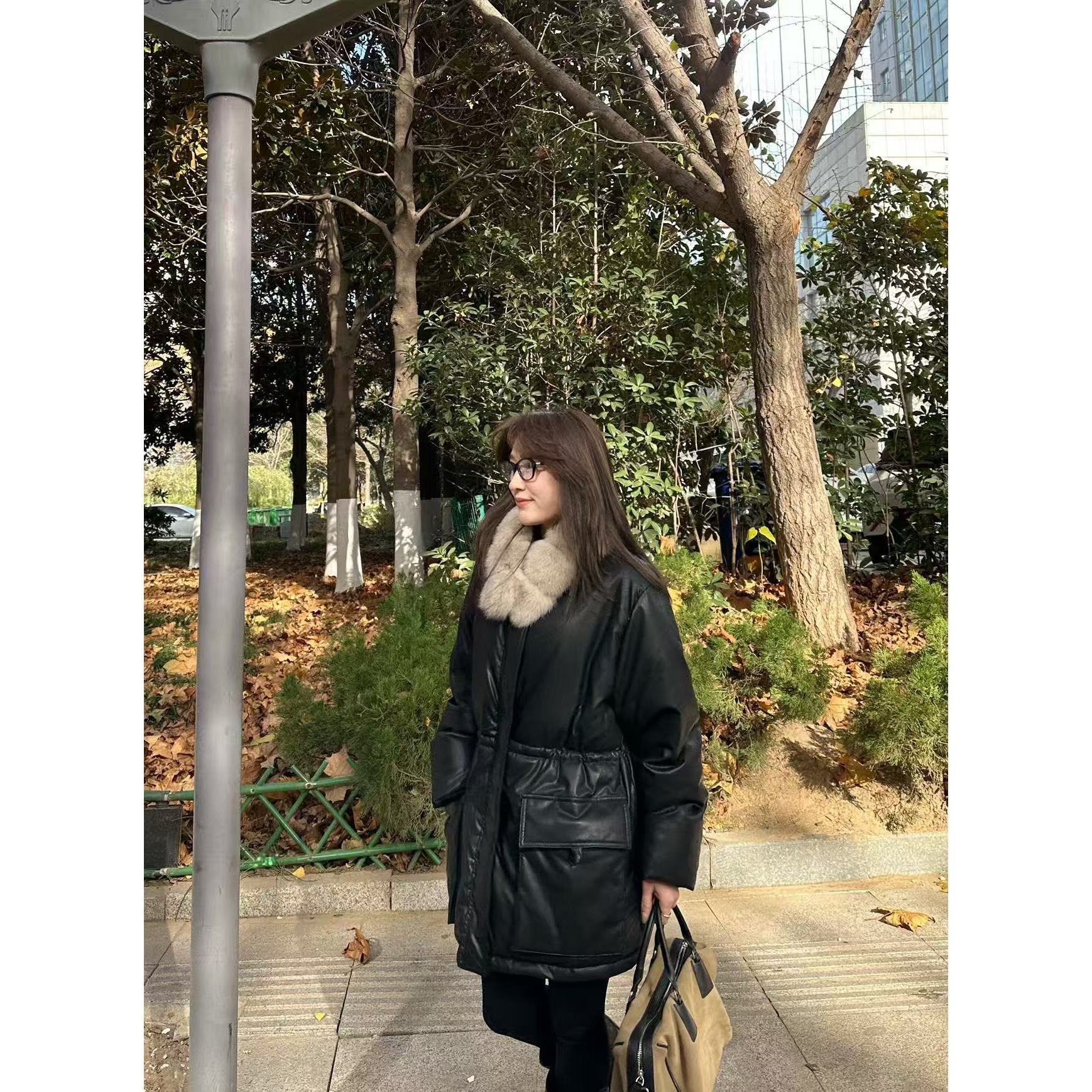 衬衣领抽绳款羽绒服0019