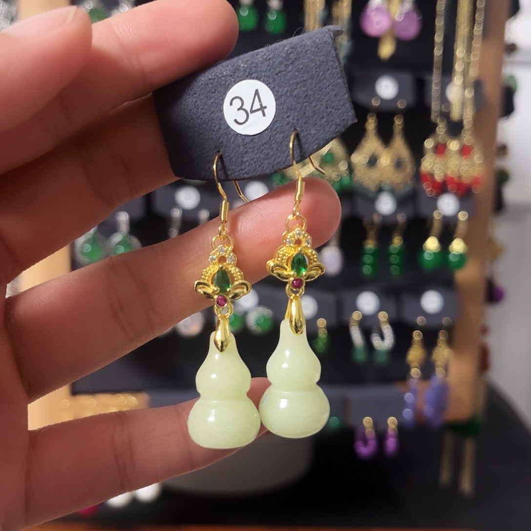 锆石纯铜925银耳饰