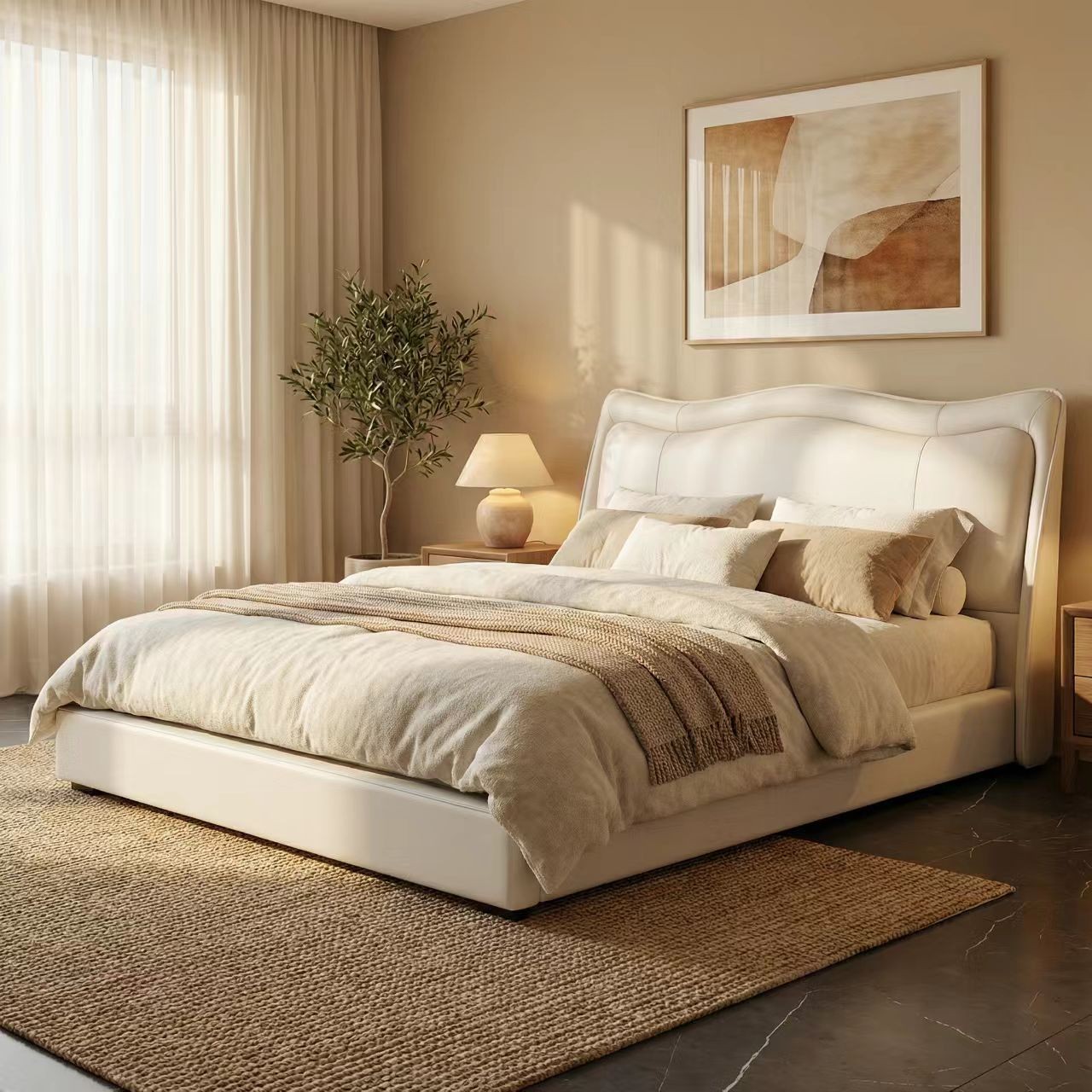 【一铭家具】奶油风儿童款现代简约床主卧室白色轻奢家用家用云朵