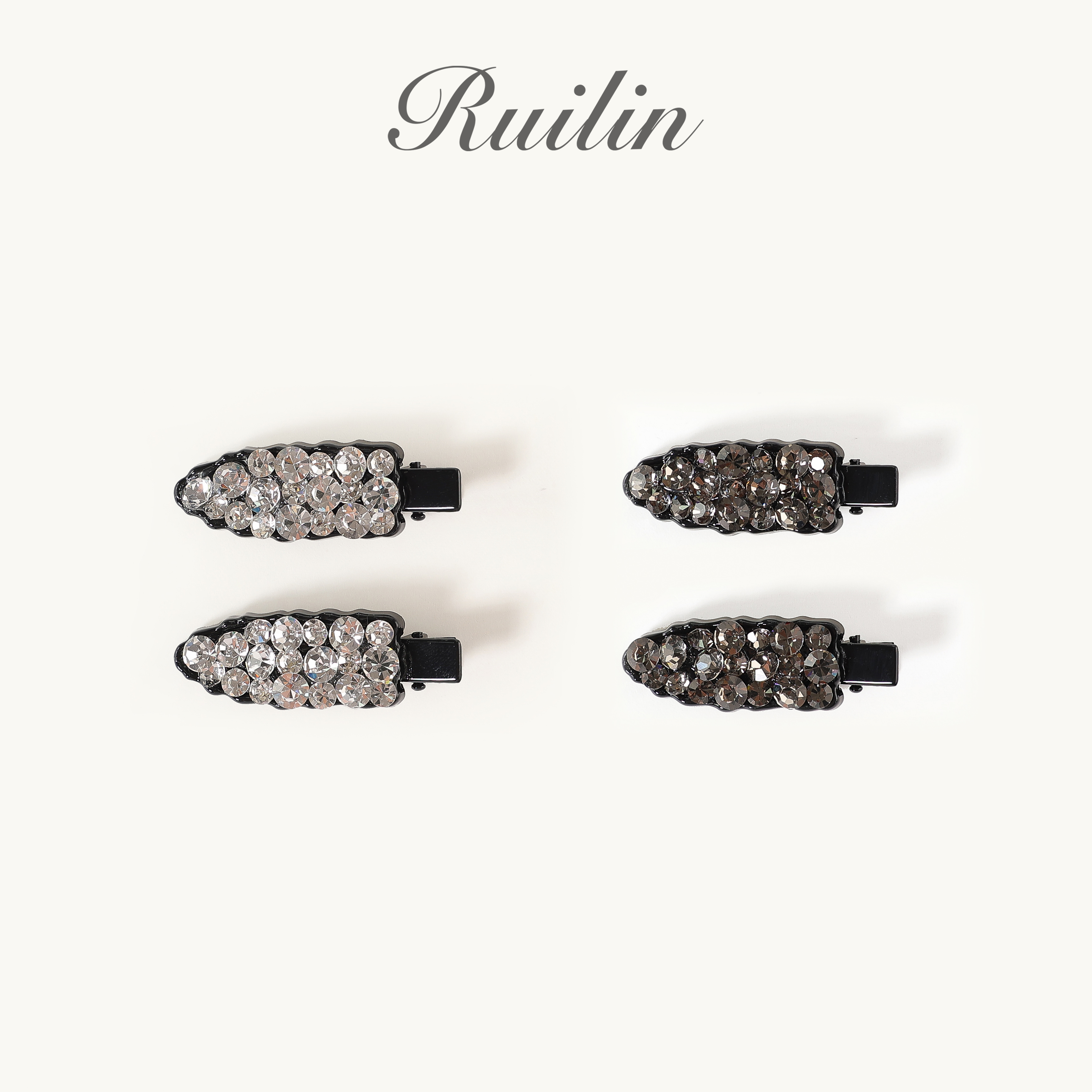 RUILIN【水晶闪闪】发夹简约mini百搭对夹满钻高级感