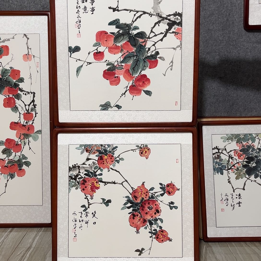 国画书画作品带框63×63