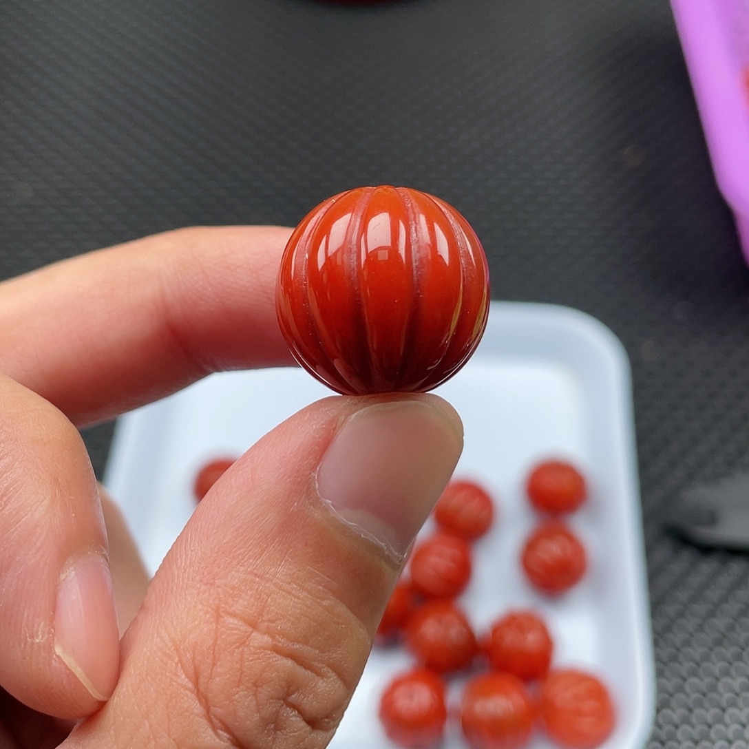 南红玛瑙20mm柿子红瓜珠一颗未镶嵌