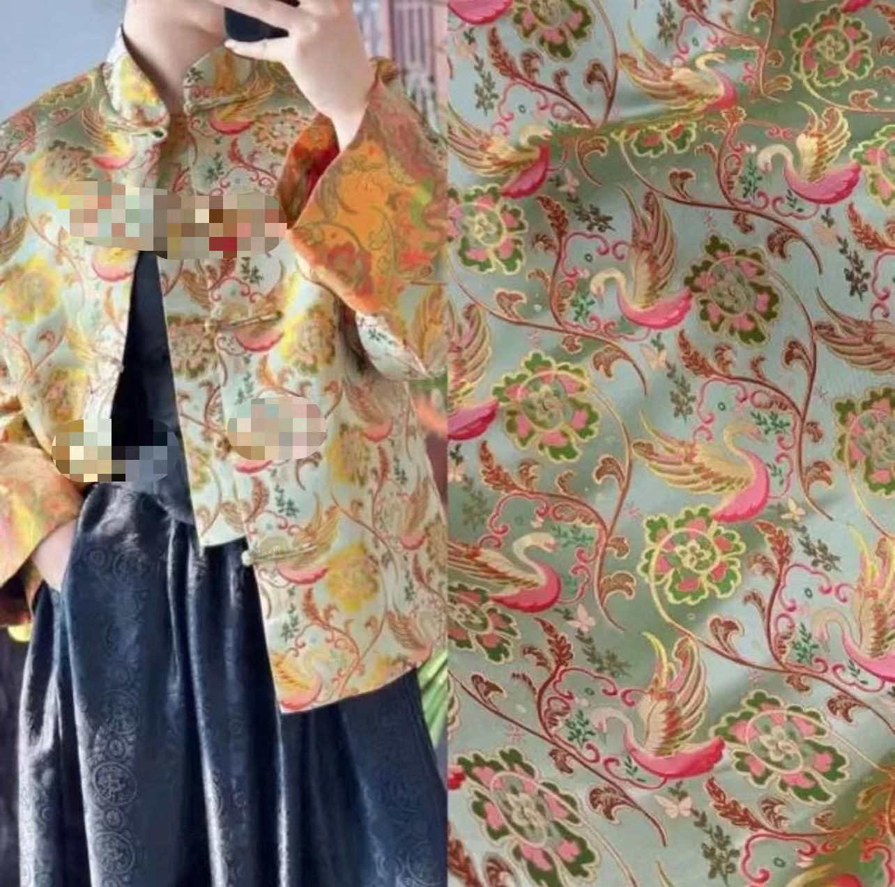 爆力清【小天鹅】中式国风新款春秋气质时尚百搭复古双面穿提花外套