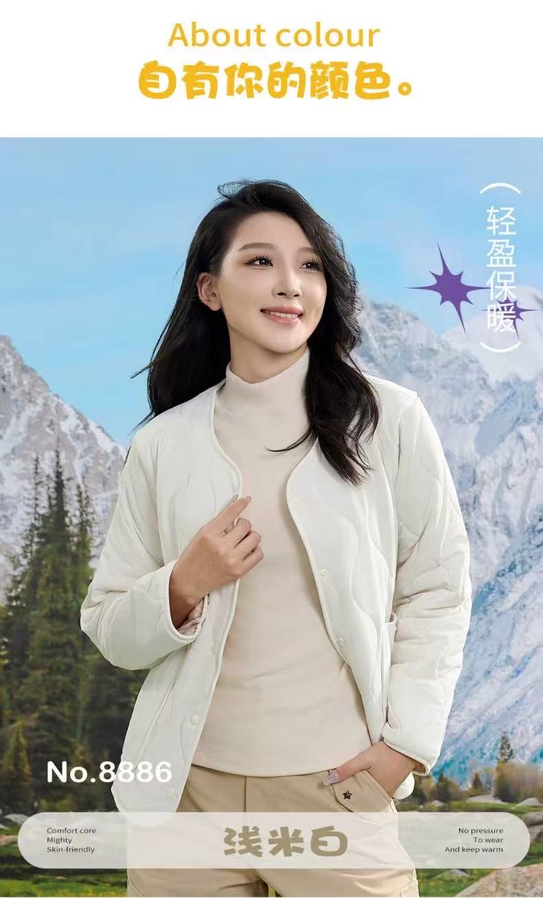 2025年秋冬新款羊毛女款三防薄棉袄外套圆领上衣开衫棉服