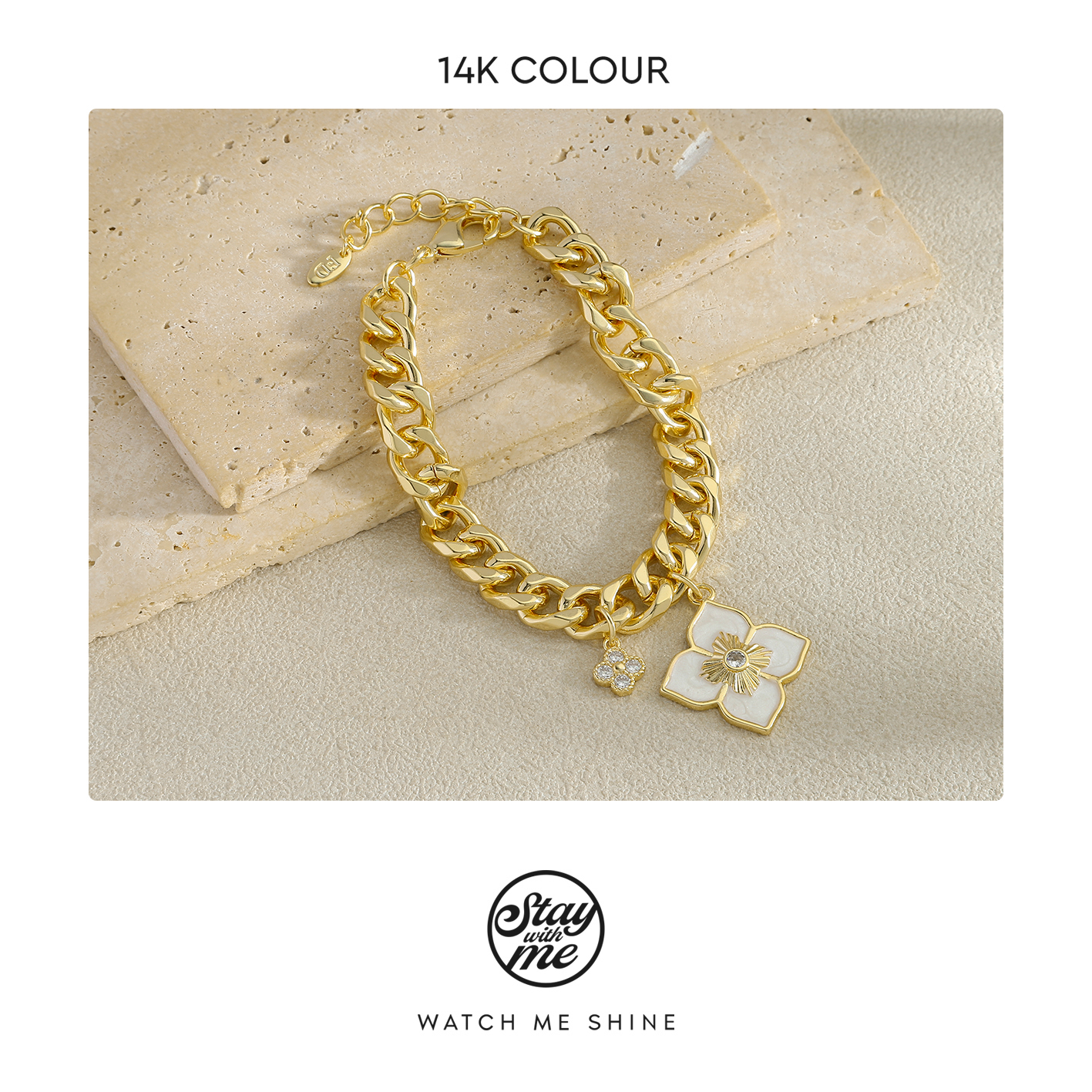 STAY WITH ME 铜合金合成锆石手链 小众设计b1070手链