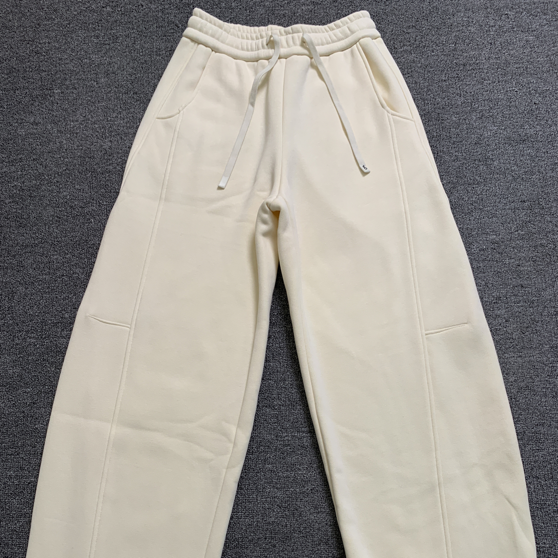 秋冬新款加绒高腰显腿长慵懒风弯刀阔腿休闲卫裤