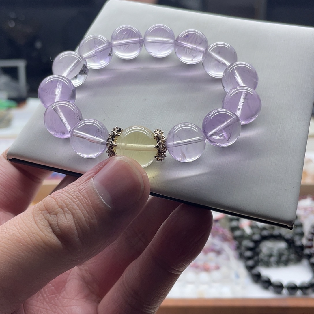 手链未镶嵌水晶13mm原创紫水晶手串