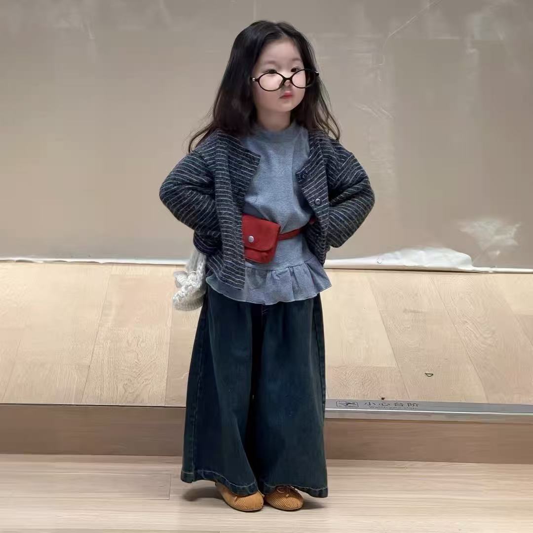 童装套装秋女童韩版条纹外套儿童洋气百搭休闲上衣童装外套