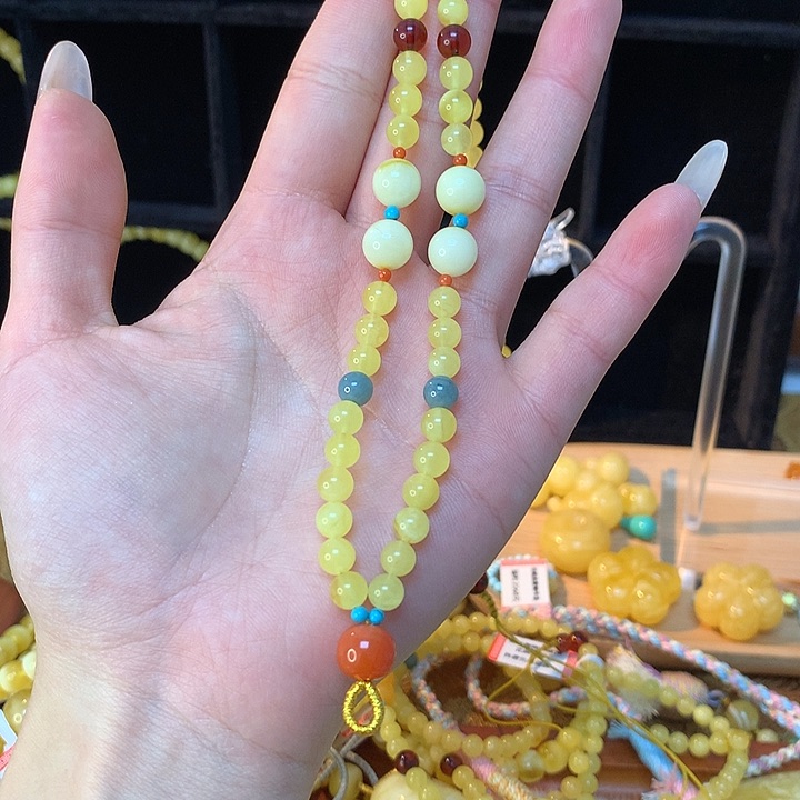 琥珀手链未镶嵌蜜蜡吊坠项链