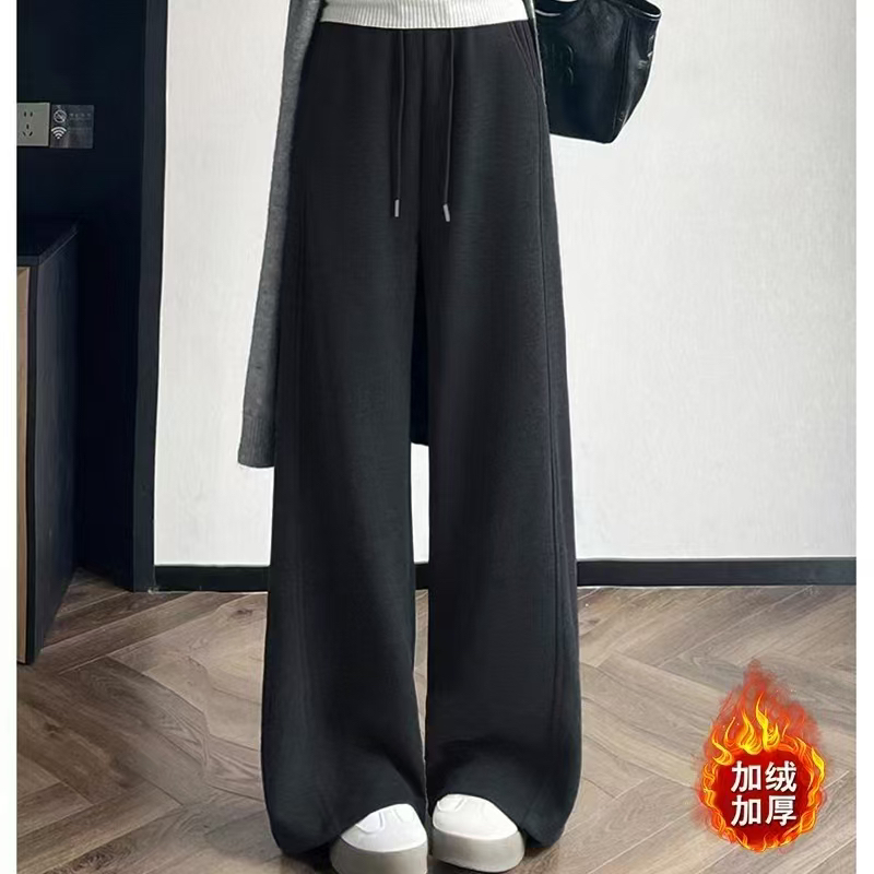 【直腿裤】加绒加厚高腰显瘦垂感慵懒宽松直筒阔腿休闲运动裤女秋冬