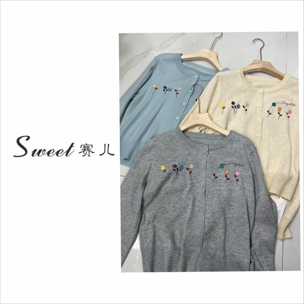 【赛儿专属】｛1253-1｝花朵针织毛衫