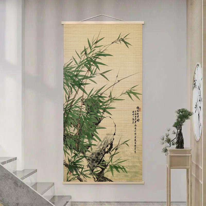 竹子竹编挂画中国风好寓意书房茶室客厅墙壁装饰画绿竹画节节高升