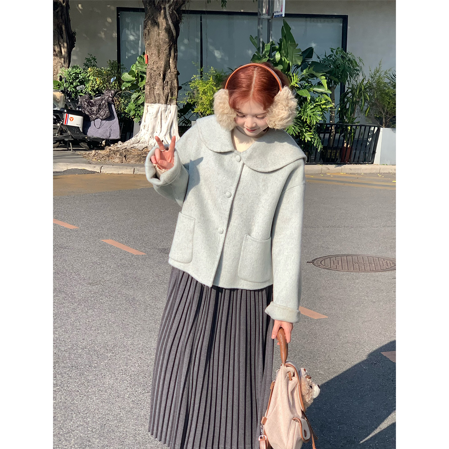 秋冬新款大衣中长款娃娃领小个子外套WG1178、WG1176