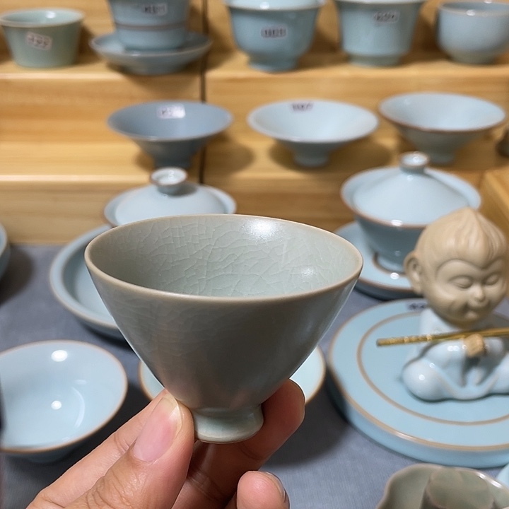 陶瓷杯子仿古鸡心斗笠