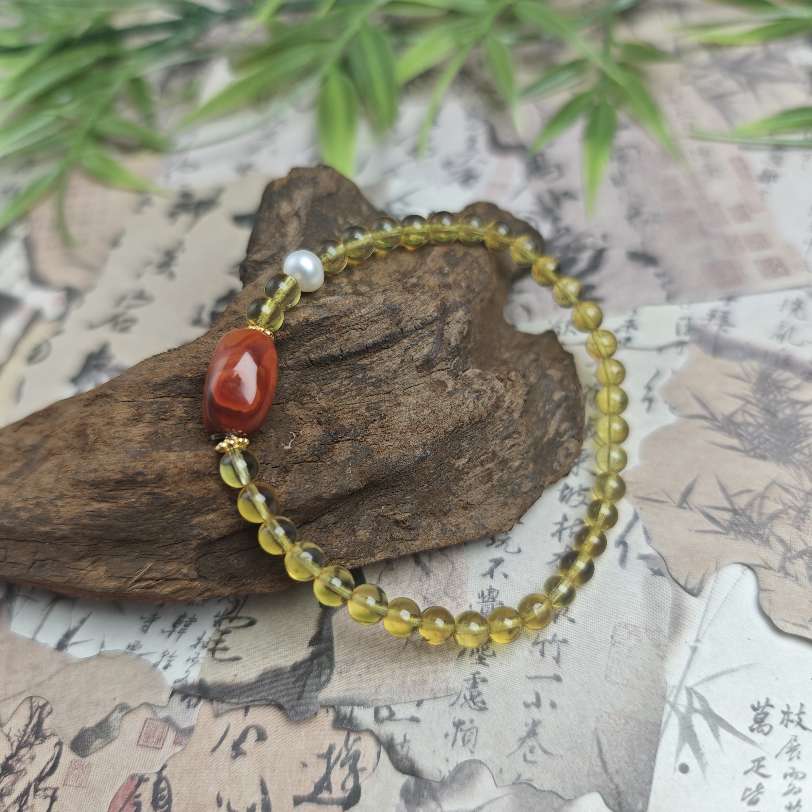 【此诺原创】净水级小点位蓝珀单圈 火焰纹单圈打底手串