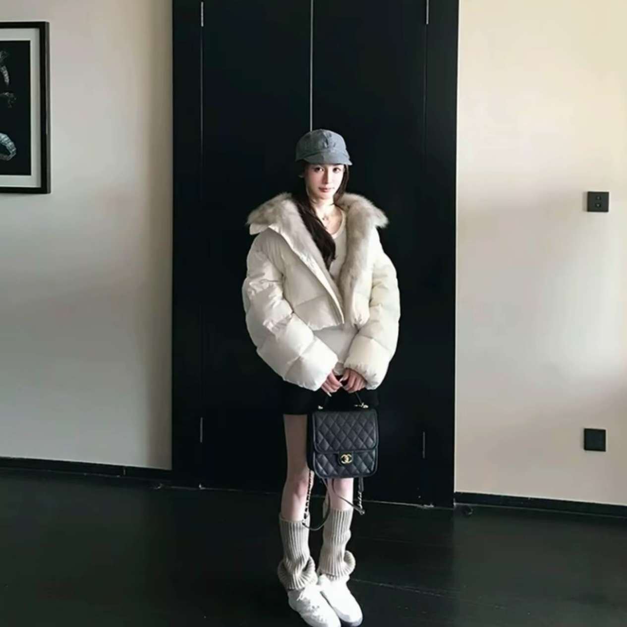 COCO皮草"轻绒欧包"三星安心95白鹅绒~三防超蓬松狐狸毛羽绒服