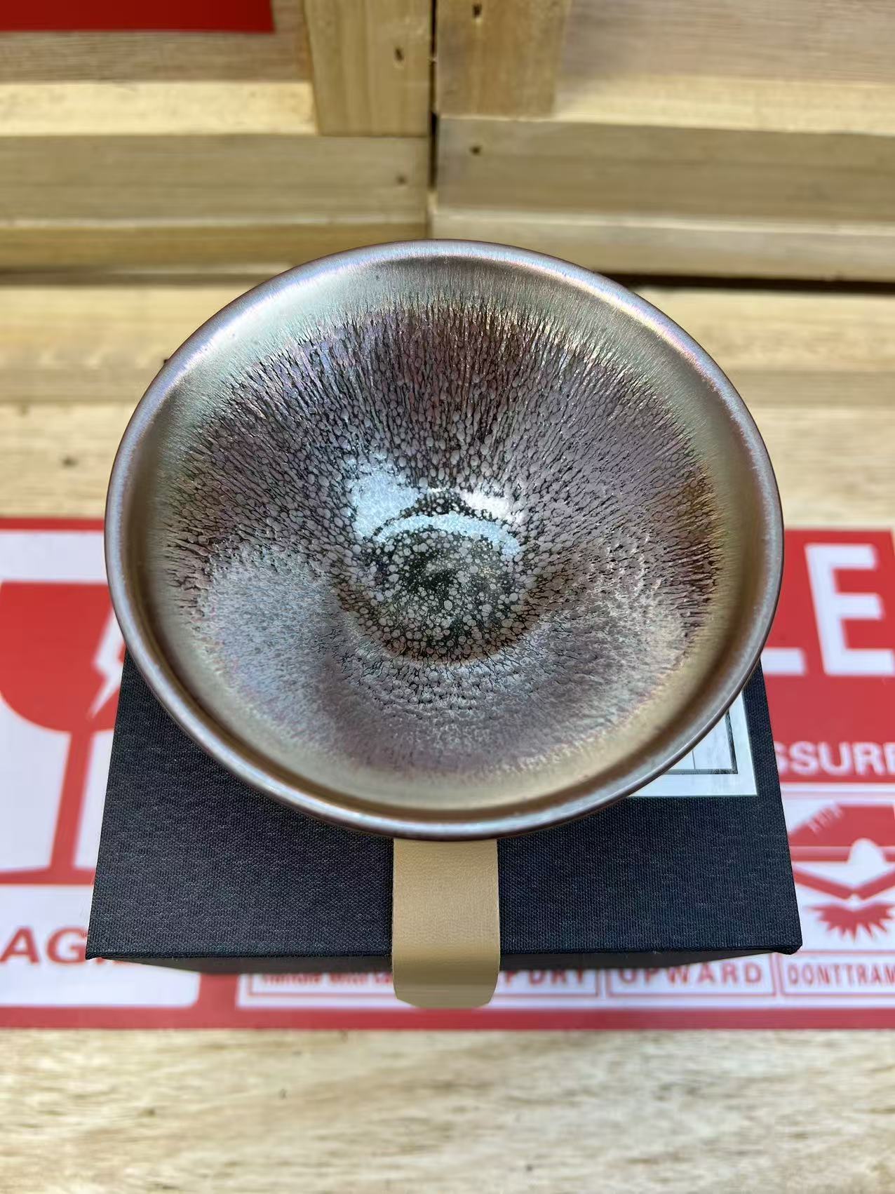 建窑建盏彩金斗笠杯019