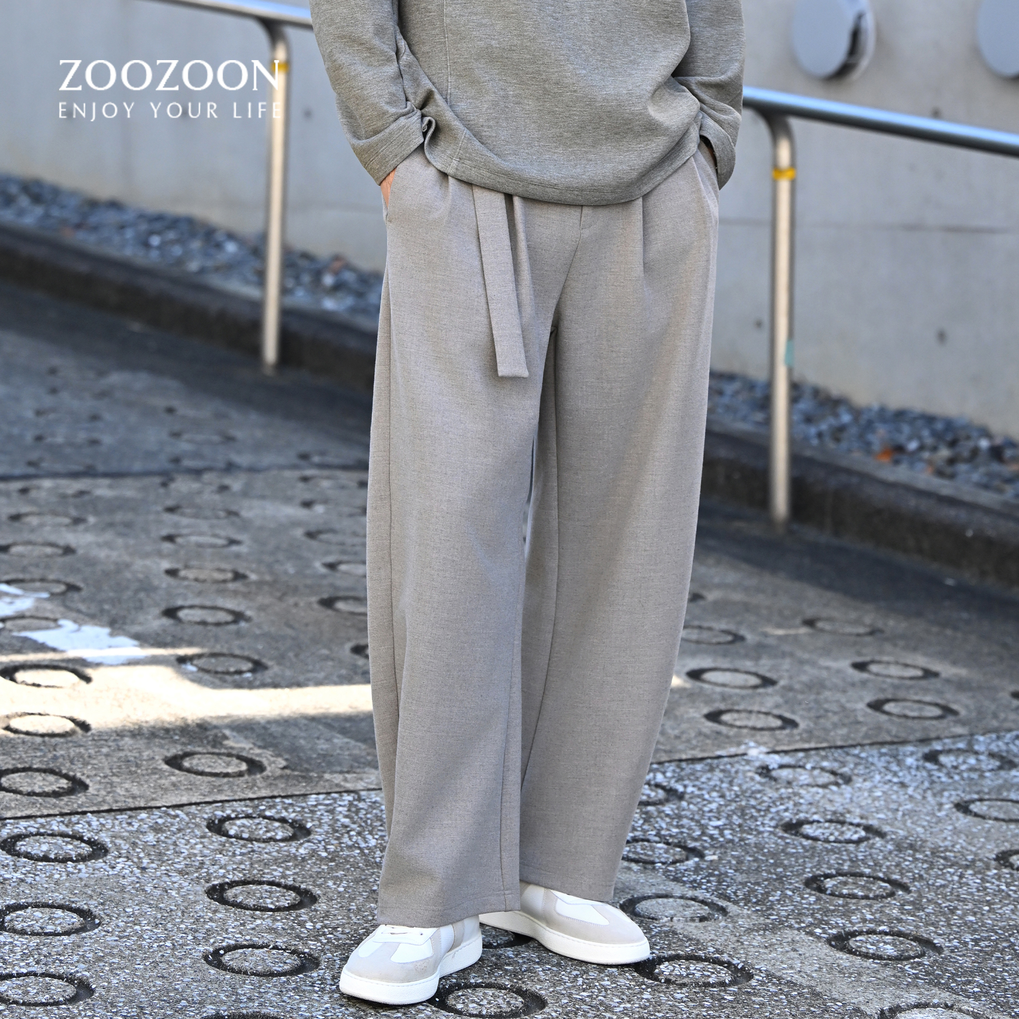 ZOOZOON裤子男士2025新款冬简约宽松直筒休闲裤时尚休闲裤子男款