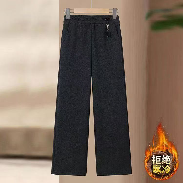 2025针织宽松中老年女装阔腿裤冬季中老年女款高腰直筒裤