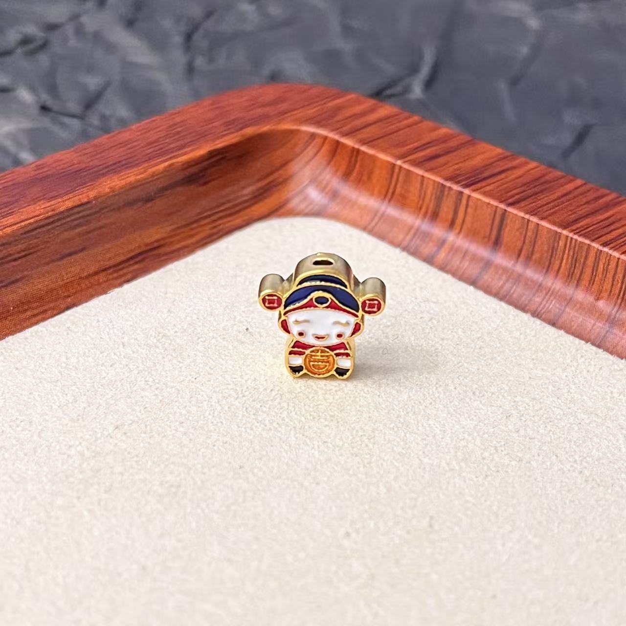 君潮黄金*足金999黄金通孔双色财神编绳款DP0589