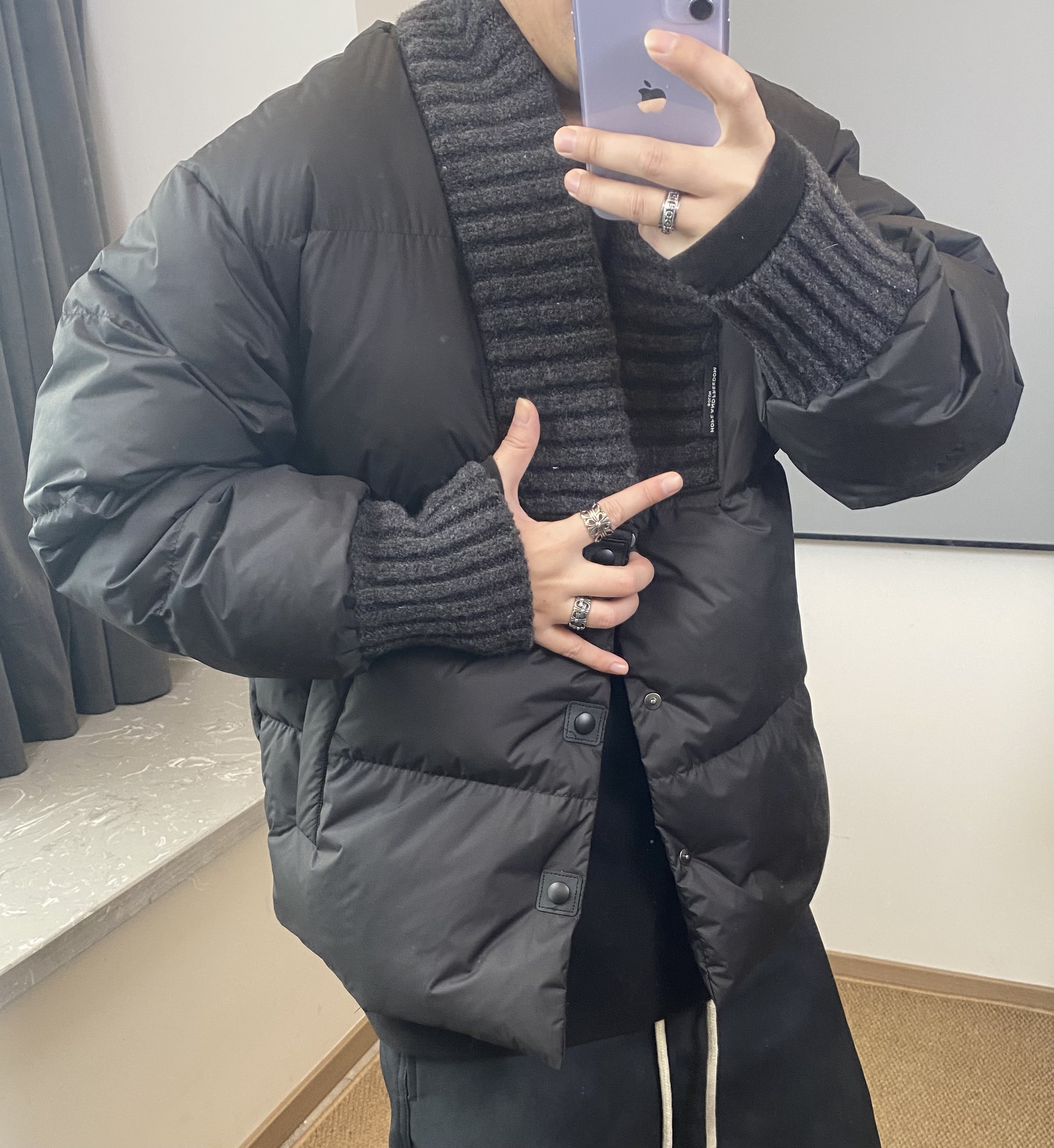 YZD【私订新品】潮流百搭无领纯色羽绒服外套y7105