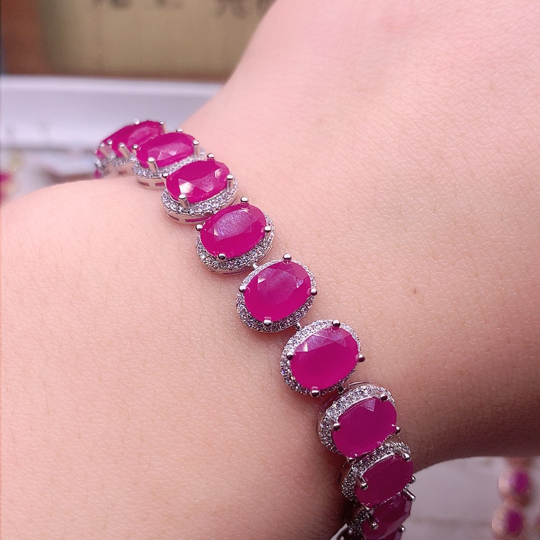 红宝石手链银S925镶嵌