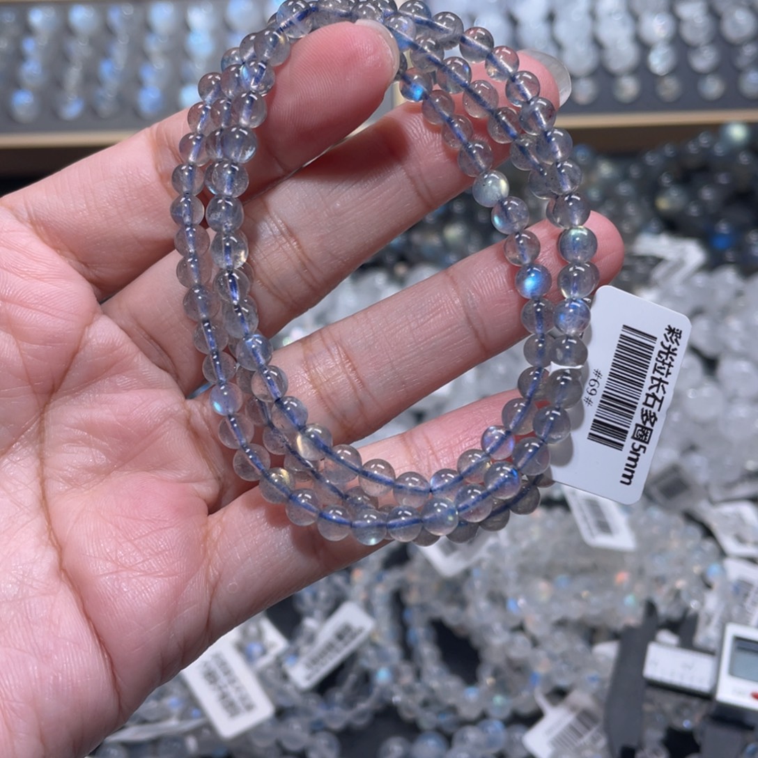 未镶嵌手链水晶捡漏灰月光多圈手链5m