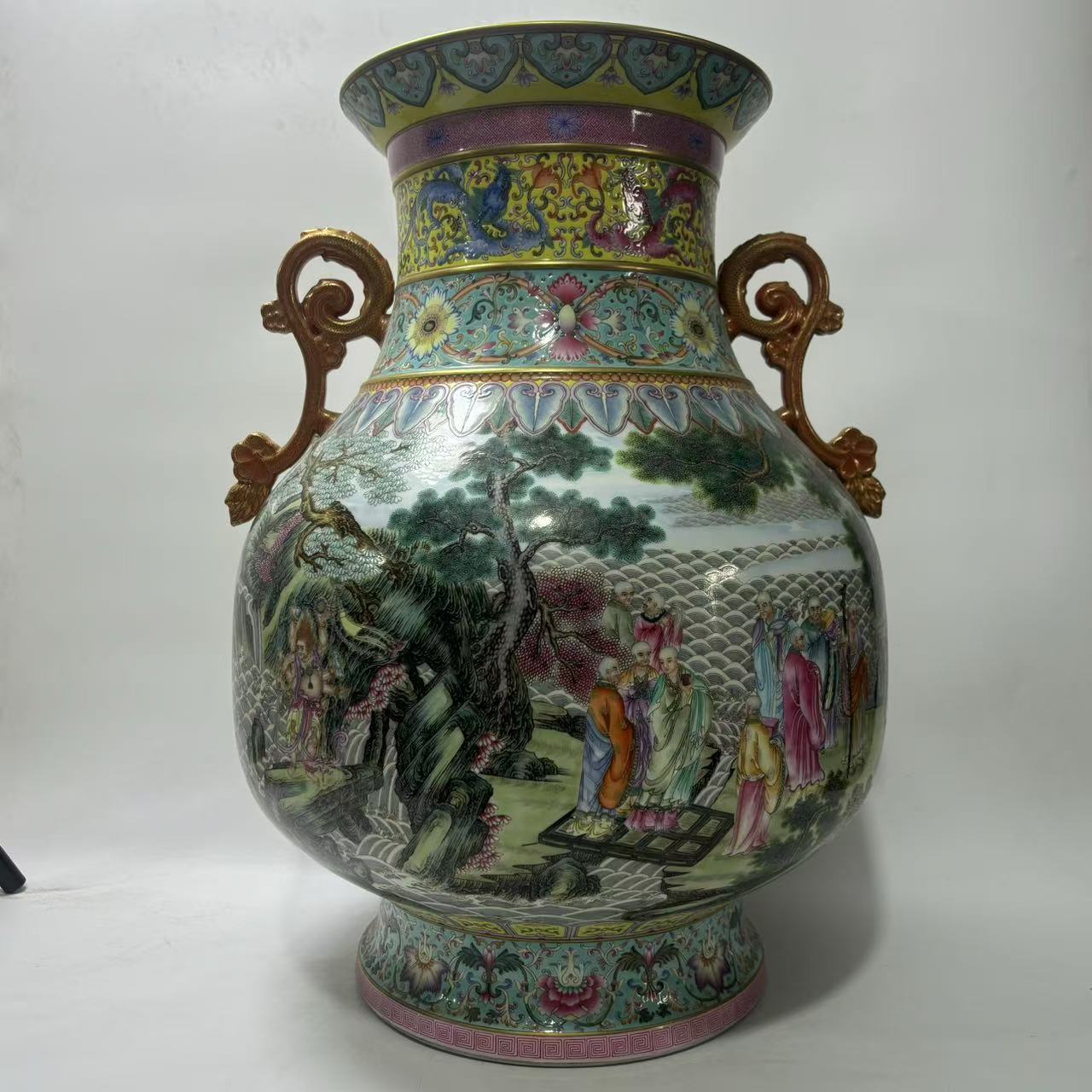 粉彩描金万佛朝圣双耳尊JD2501-210