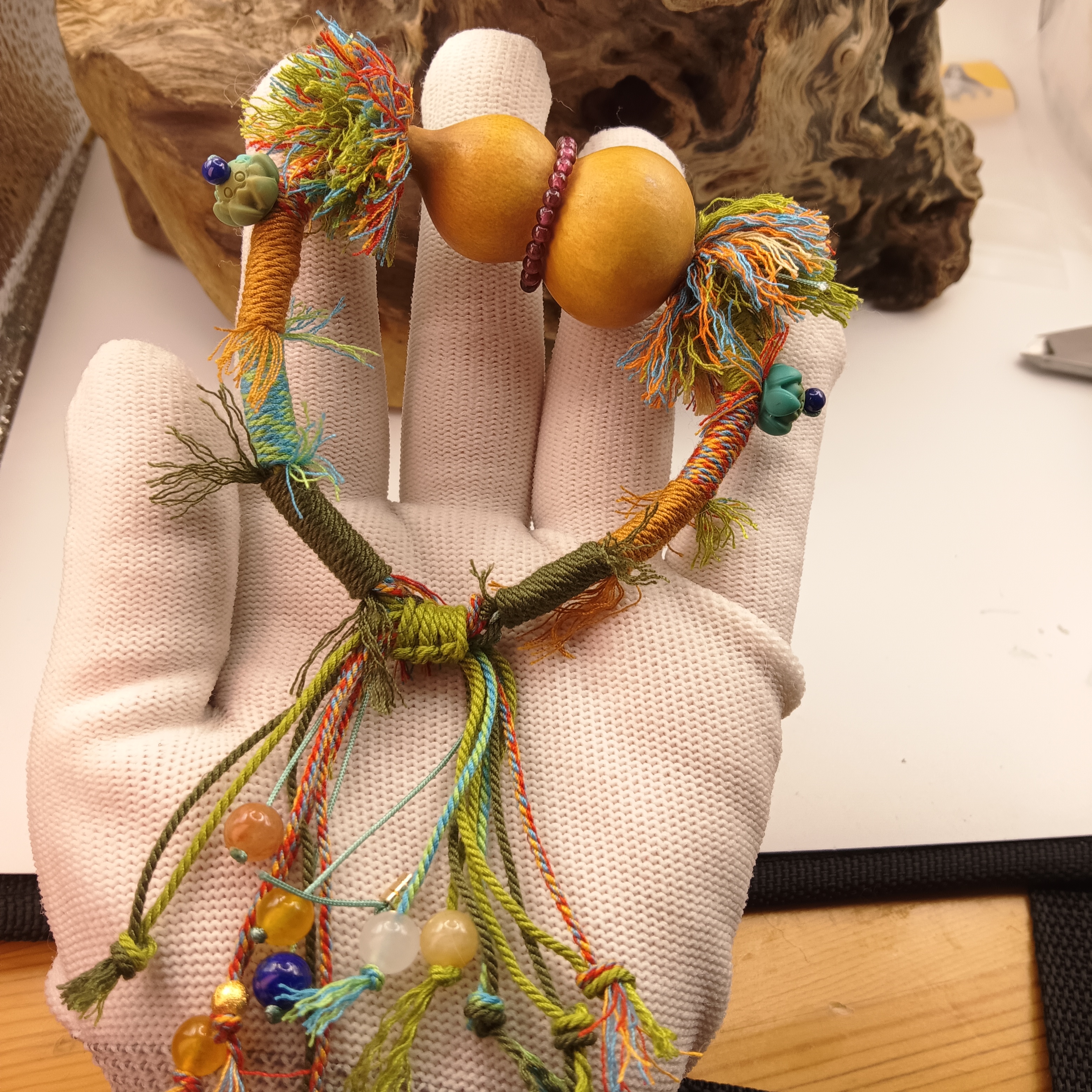 原矿绿松石高瓷精雕莲花福禄手链