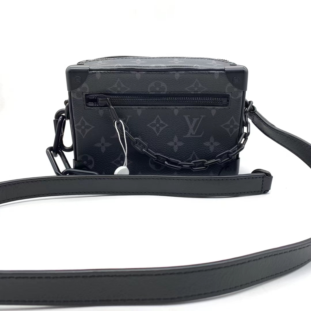95新 LouisVuitton/路易威登 LV 黑花 soft trunk 小盒子斜挎包