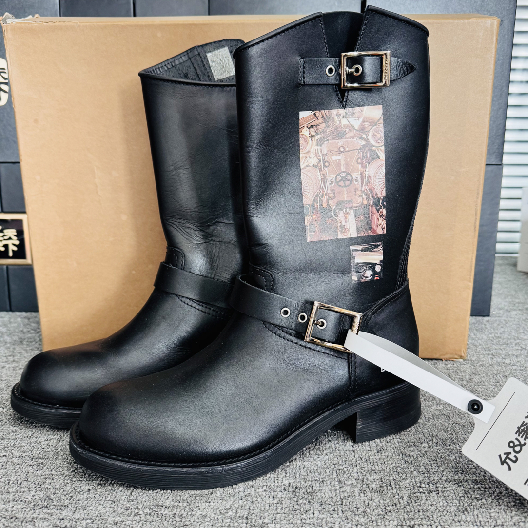 95新 BURBERRY/博柏利 秀款印花工程师靴41码ysc3260
