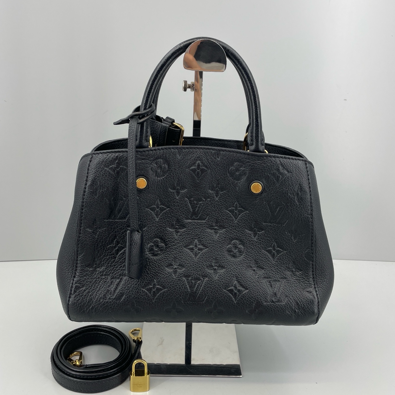 95新 LouisVuitton/路易威登 优选/蒙田BB压纹手提包 28x18x13 