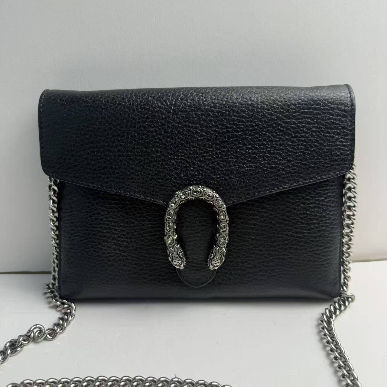 95新 GUCCI/古驰 古驰钻扣黑银酒神woc