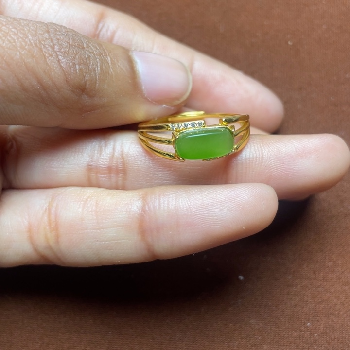 和田玉戒指银S925镶嵌