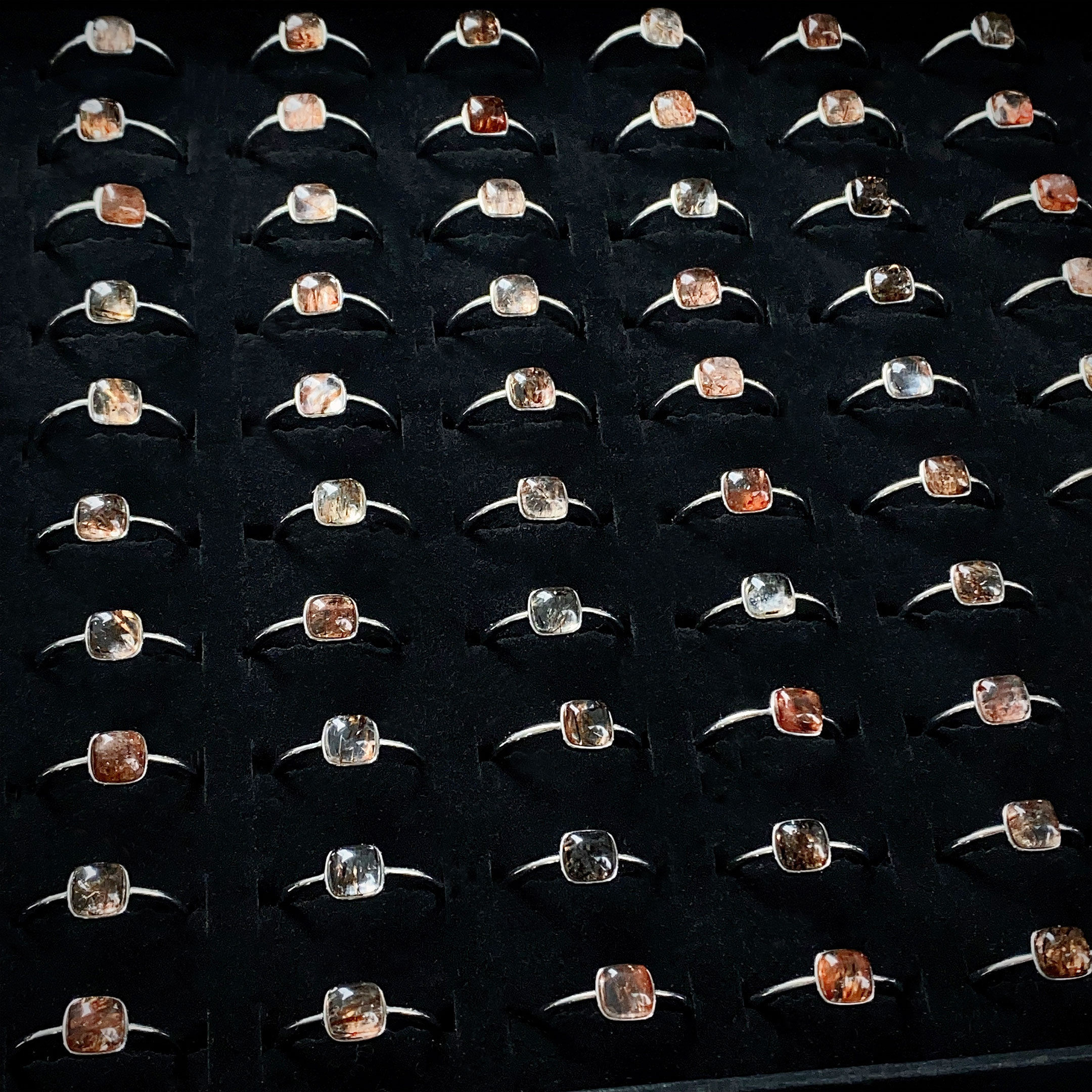 2888/ ZY888-822 925银镶水晶小方块戒指精美时尚/多样性发/一件