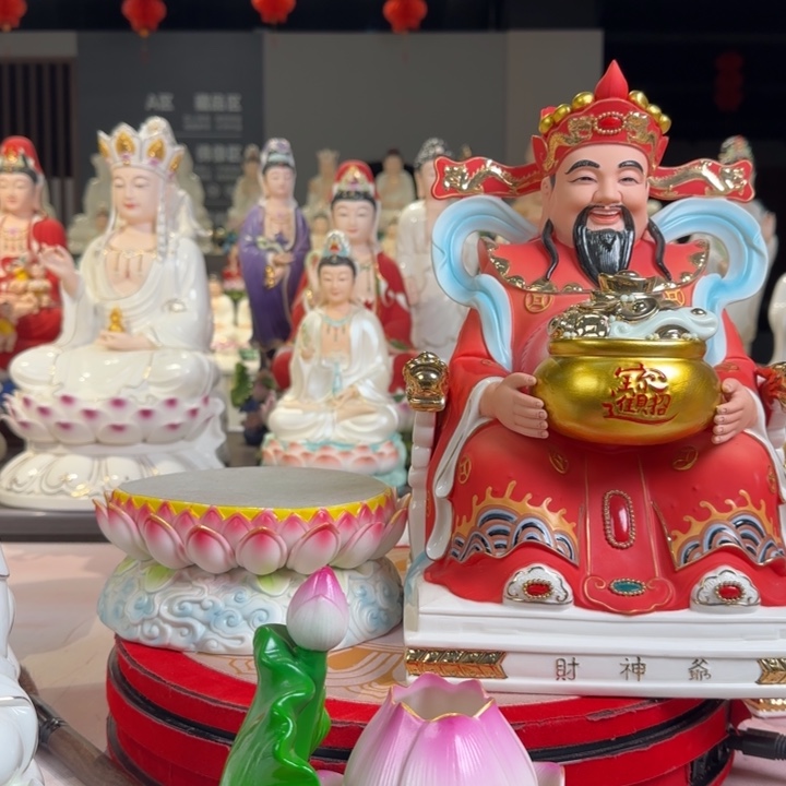 陶摆件陶瓷财神了，莲花灯莲花底座