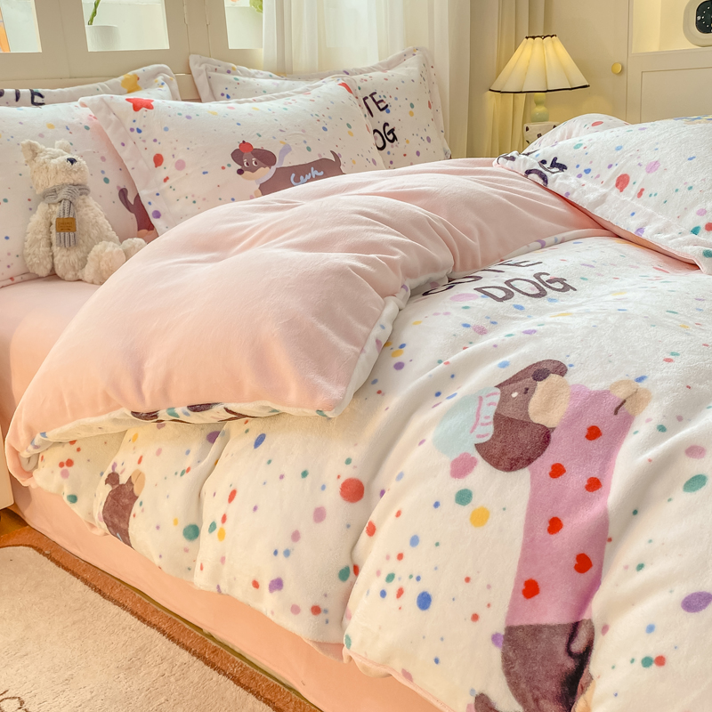 双面牛奶绒被套单件加厚冬季加绒珊瑚绒被罩毛绒被单