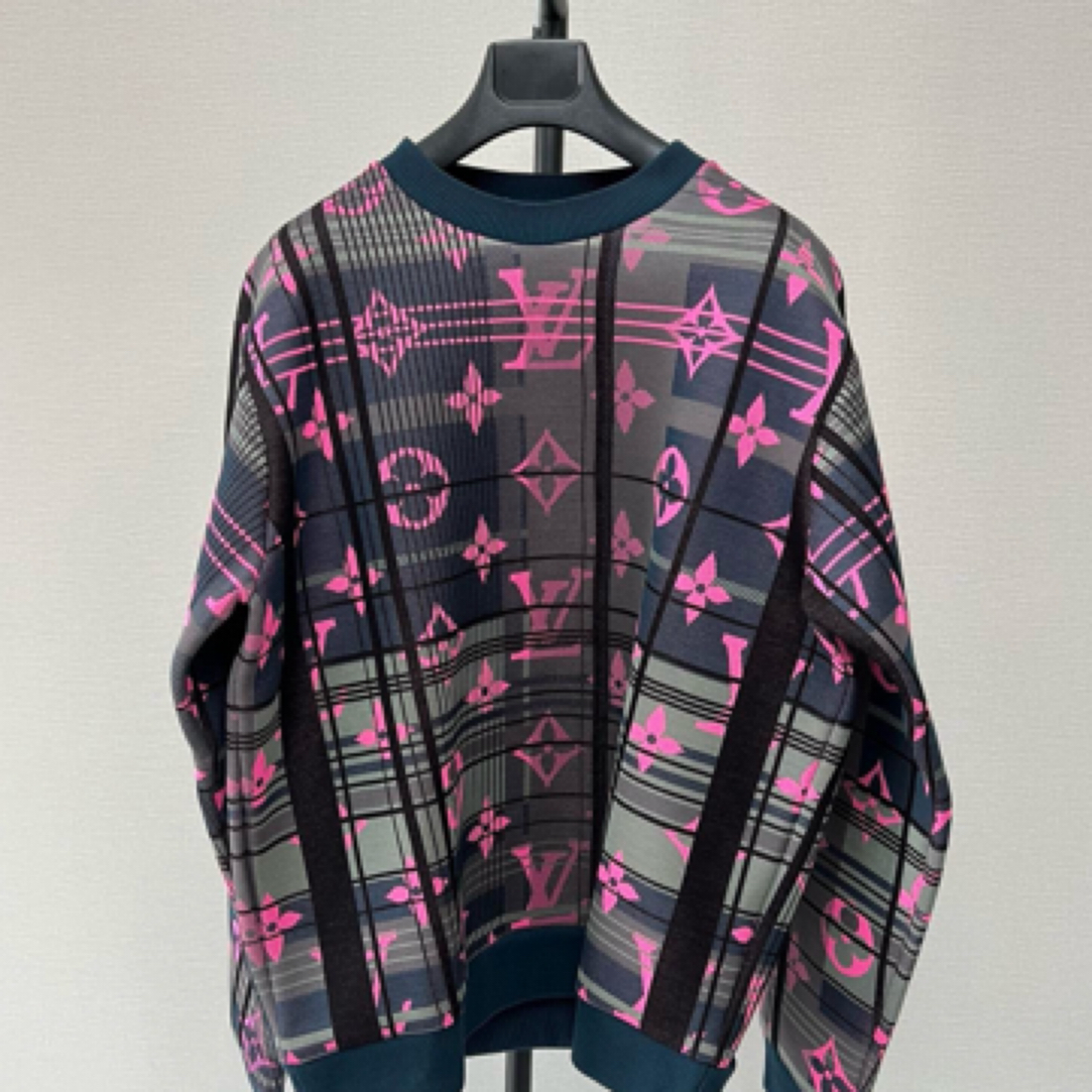 99新 LouisVuitton/路易威登 粉色Logo满印卫衣/XL码/C00473