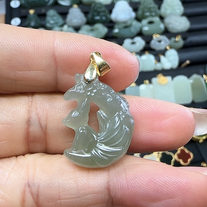 和田玉吊坠(不含链)银S925镶嵌