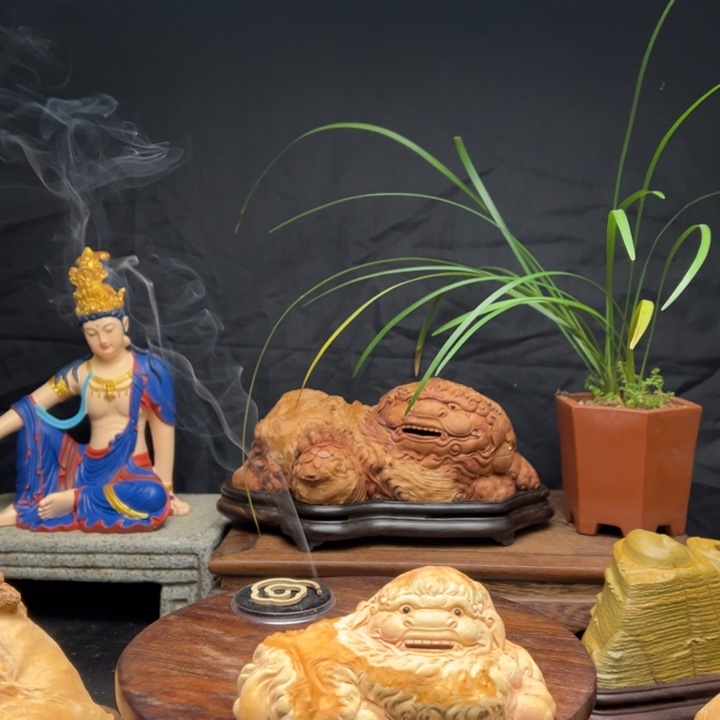 荔枝木荔枝香炉纯手工雕刻