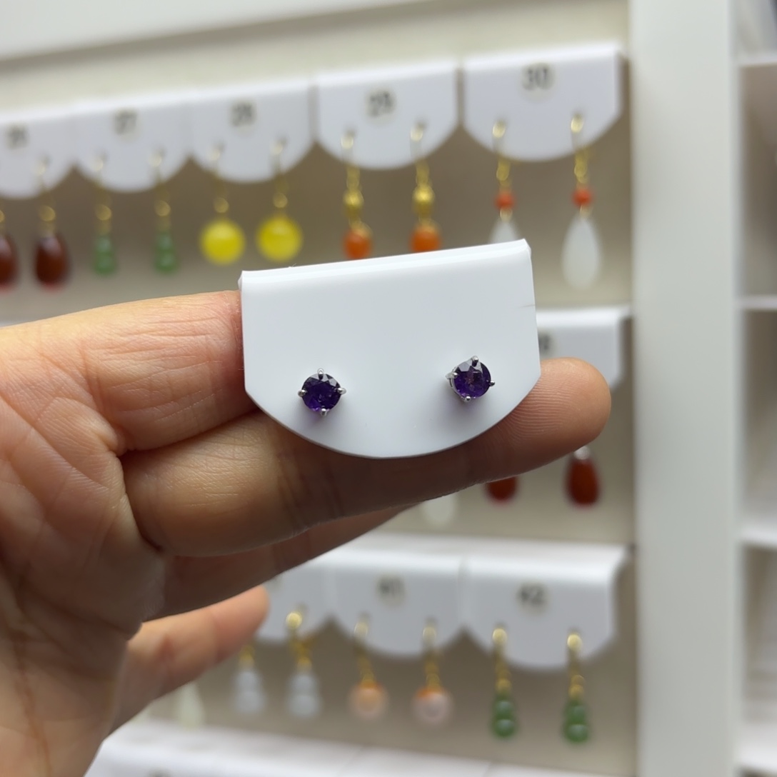 水晶耳饰银S925镶嵌