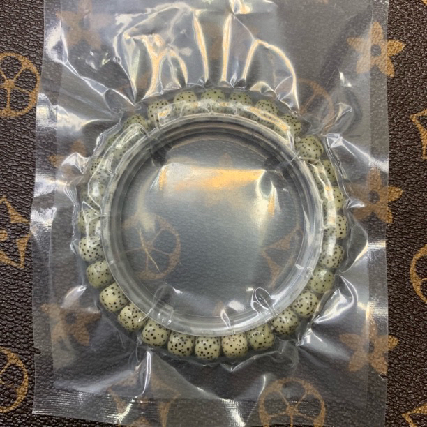 石玉料河豚星月菩提手串绿幽灵大留白菩提籽单圈手串8×7mm