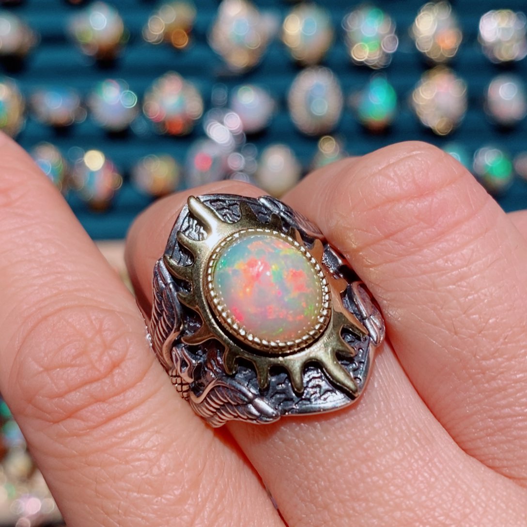 欧泊银S925镶嵌欧泊戒指