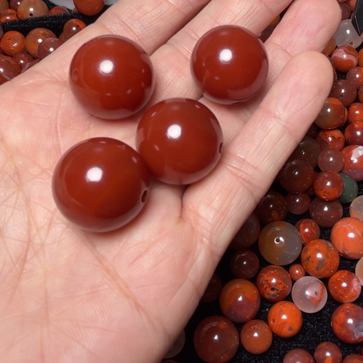 南红玛瑙未镶嵌珠宝奇石320号圆珠四个