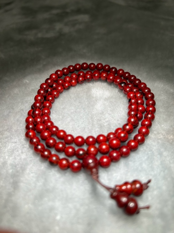 印度小叶紫檀（檀香紫檀）0.7cm108粒无胶无蜡