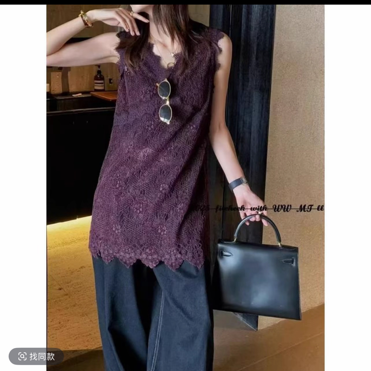 韩版复古中长款无袖蕾丝上衣女轻奢高级感宽松百搭洋气减龄