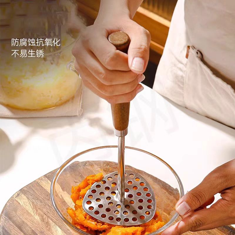 厨伯伯厨伯伯SUS 316不锈钢木柄土豆泥压捣泥器单支装【TQ】