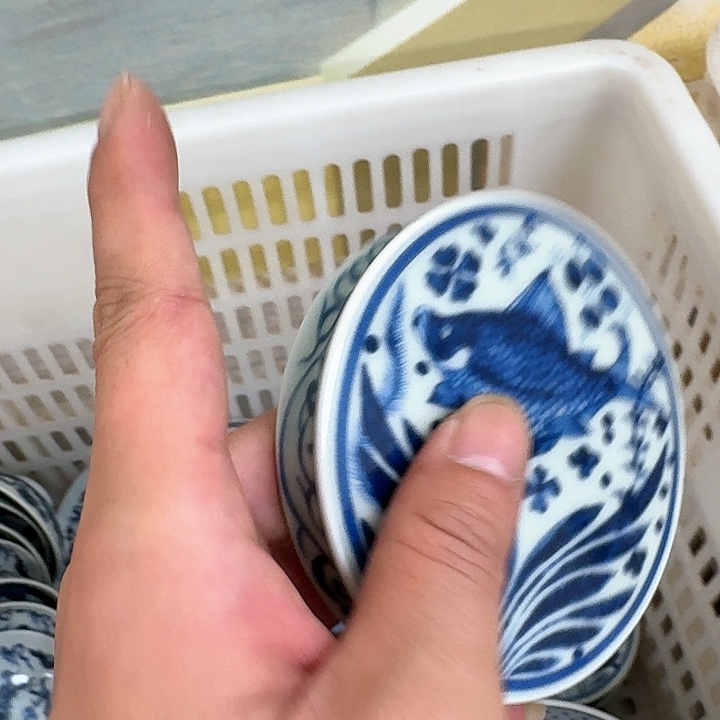 杯青花鱼藻盖置景德镇