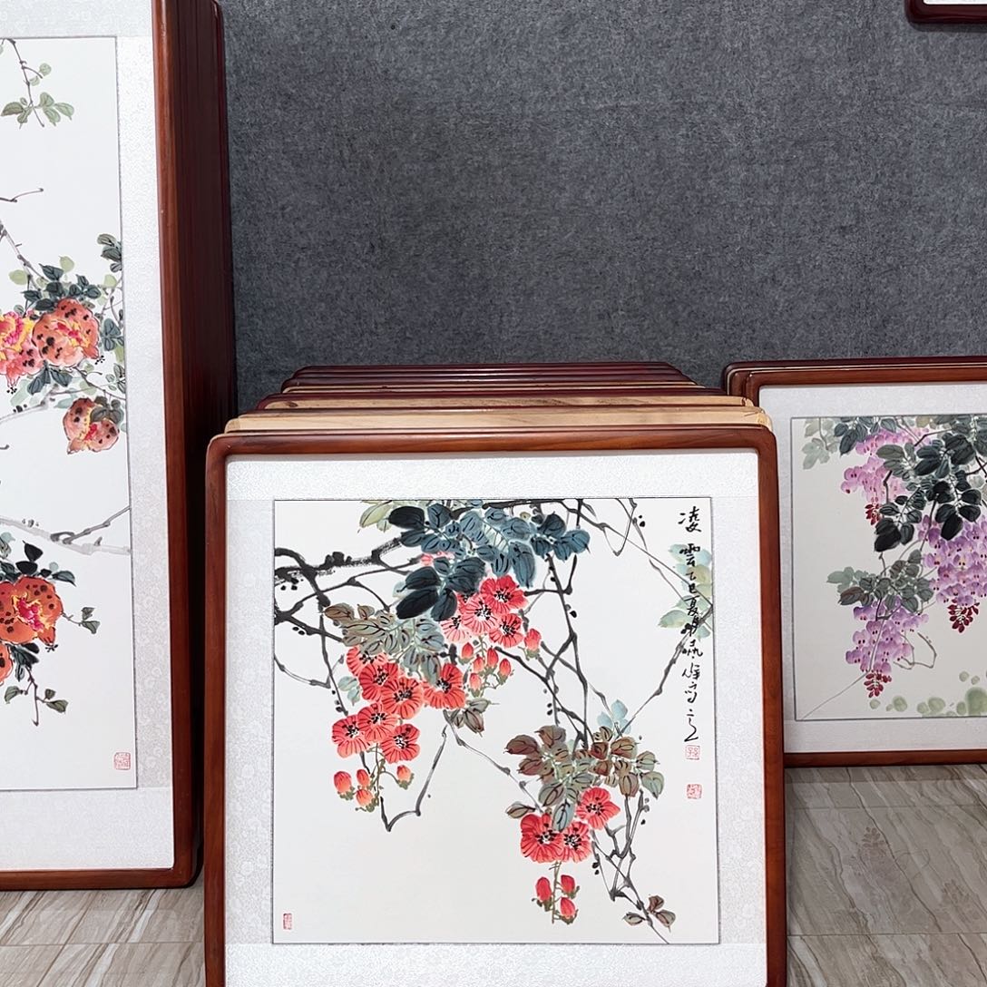 国画书画作品带框63×63